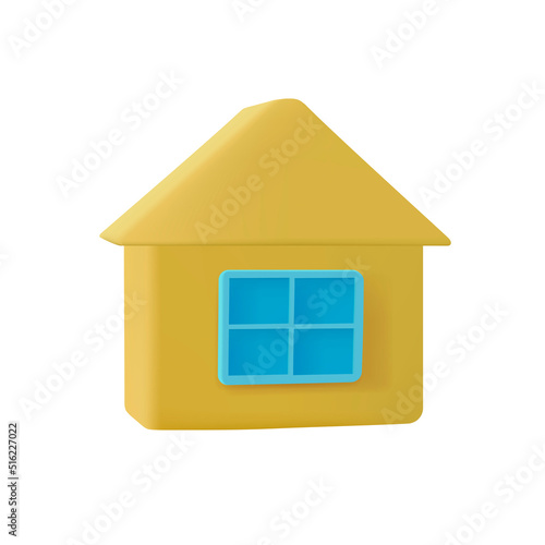 Home icon, House symbol 3D render. Real estate, mortgage, loan concept. 3d vector icon. Cartoon minimal style. Buy house, home icon UI UX interface. Support of self-isolation and staying at home.
