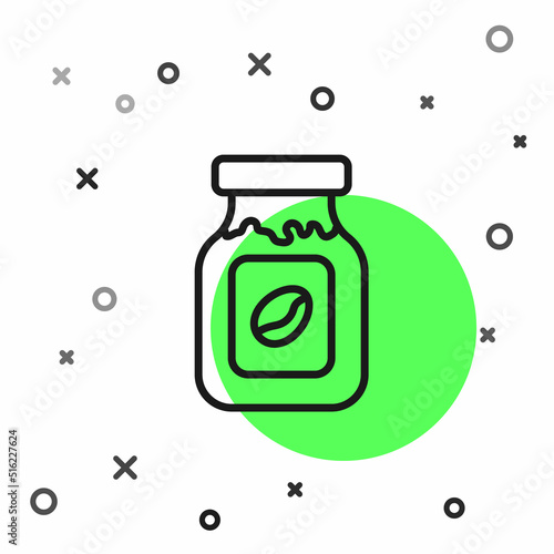 Black line Coffee jar bottle icon isolated on white background. Vector