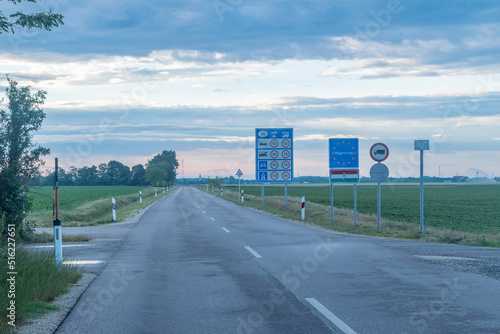 Entrance road to Hungary on the Austria - Hungary border.