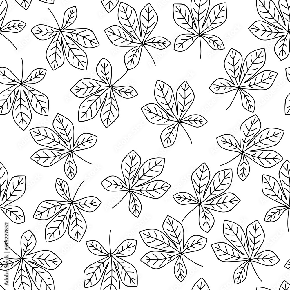 Seamless pattern of autumn leaves for fabric, banner design and print design. Vector illustration. leaves hand drawing, vector graphics. doodle
