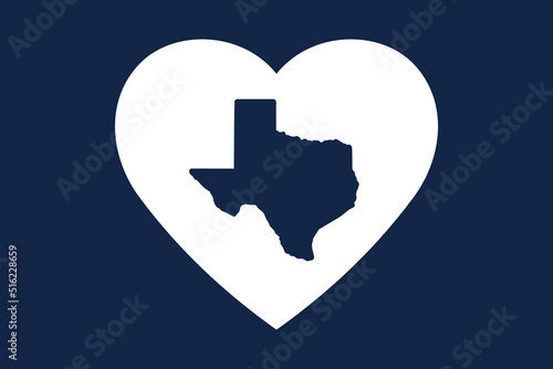Patriotic heart symbol. US American state inside the heart shape.