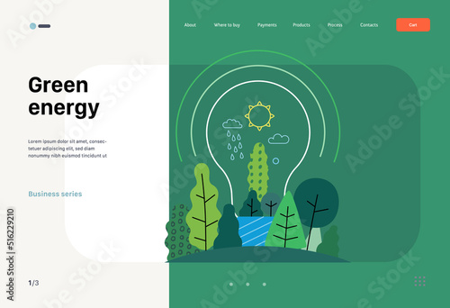 Papier peint Ecology - Green energy -Modern flat vector concept illustration of electric light bulb filled with trees and plants