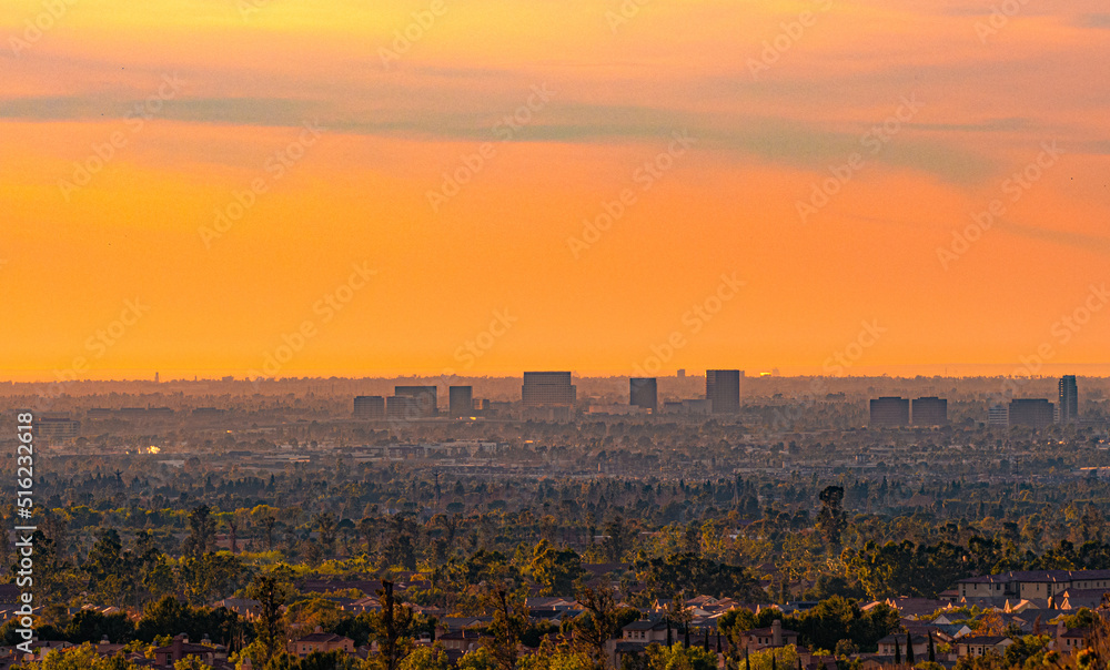 Suburban Orange County landscape at sunset in Southern California Suburban Orange County landscape at sunset in Southern California