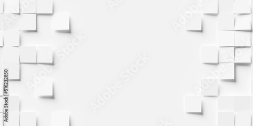 Fototapeta Naklejka Na Ścianę i Meble -  Random rotated white planes geometrical edge border background wallpaper banner or template flat lay from above