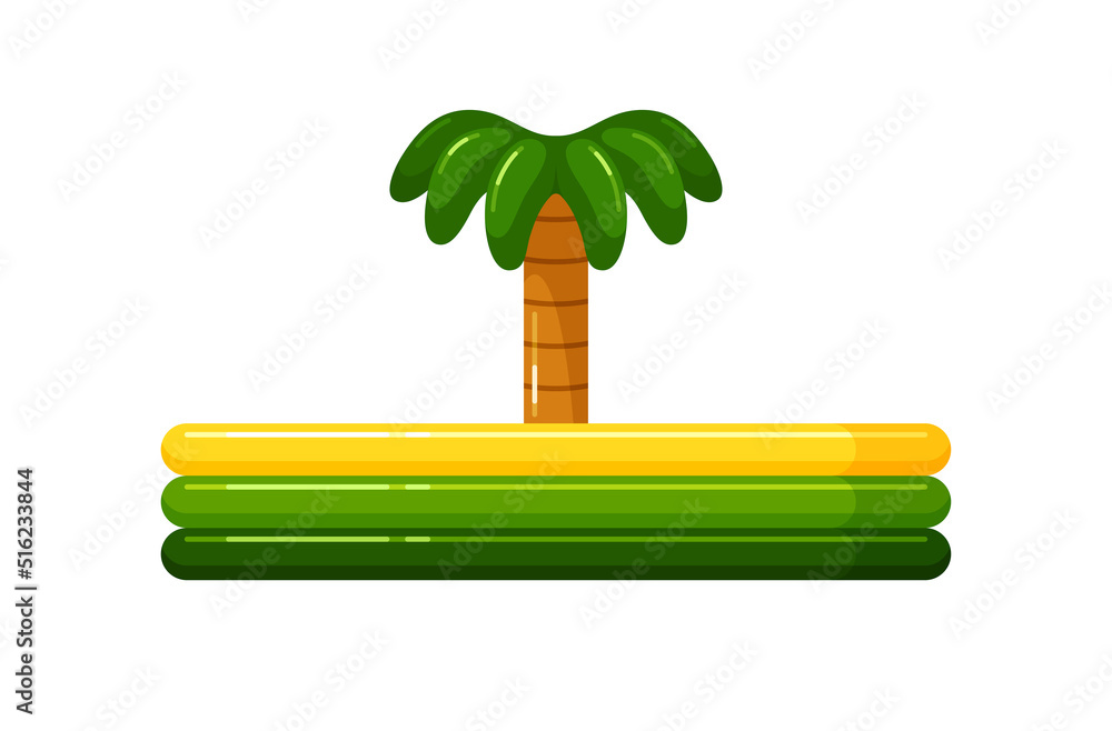 Vetor de Kiddie inflatable pool with toy fountain palm tree in center, children's portable