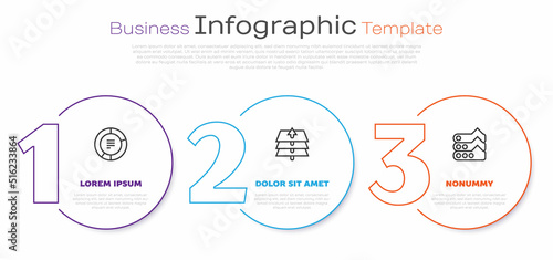 Set line Pie chart infographic, Layers and Graph, chart, diagram. Business infographic template. Vector