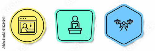 Set line Information, Breaking news and Drone. Colored shapes. Vector