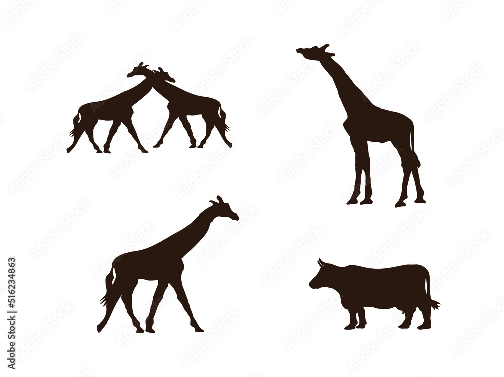 animals vector flat, mammals silhouette, giraffe simple flat icon.