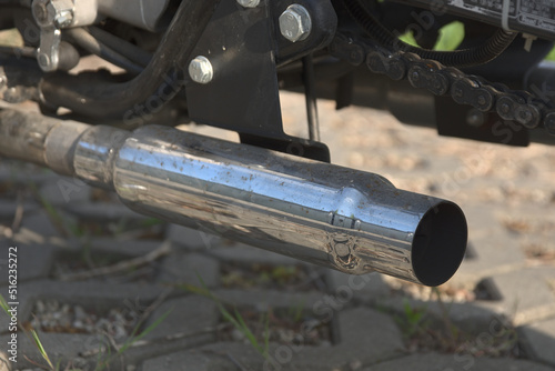 Metal parts of a motorcycle in close-up. Details of the motorcycle.