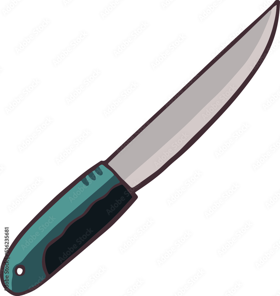 Obraz premium Steel knife for meat, fish and cauliflower steak vector illustration