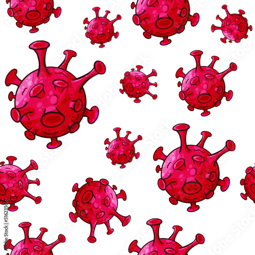 Monkeypox virus seamless pattern cartoon style vector photo