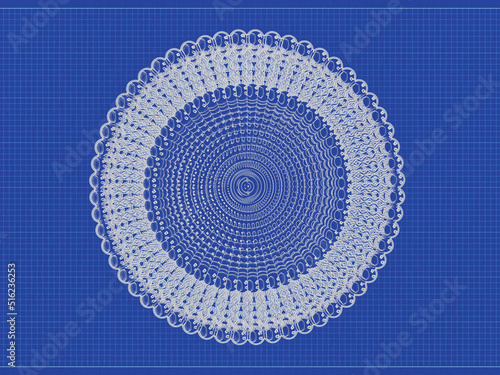 Medical 3D rendering illustration of liposomes bi-layer structure blueprint engineering drawing style photo