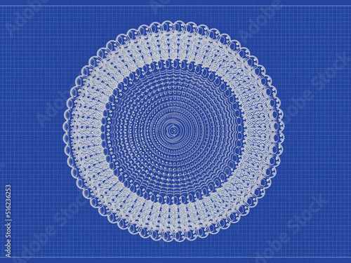 Medical 3D rendering illustration of liposomes bi-layer structure blueprint engineering drawing style