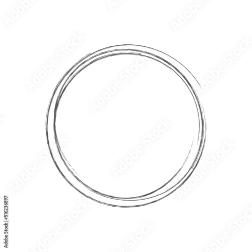 Hand drawn highlight circle sketch frame. Rounds scribble line circle. Doodle circular design element. Flat vector illustration isolated on white background.
