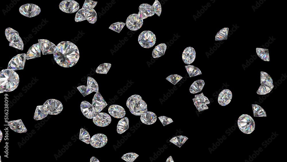 Shiny Diamonds on black surface background. Concept image of luxury living, expensive things and high added value. 3D CG. High resolution. Shiny Diamonds on black surface background. Concept image of luxury living, expensive things and high added value. 3D CG. High resolution.