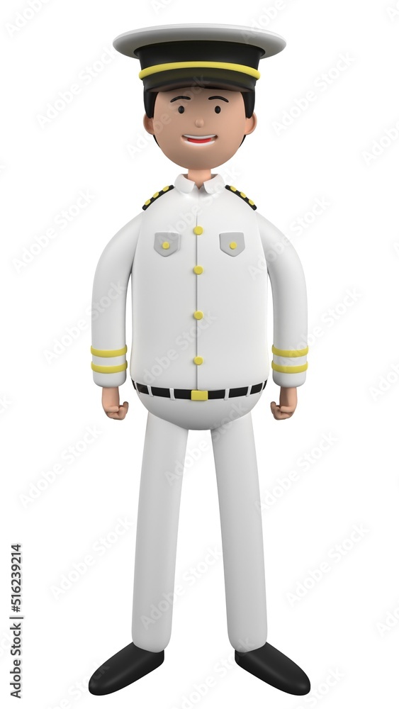 Character person illustration about sailor. 3D illustration. 3D rendering.