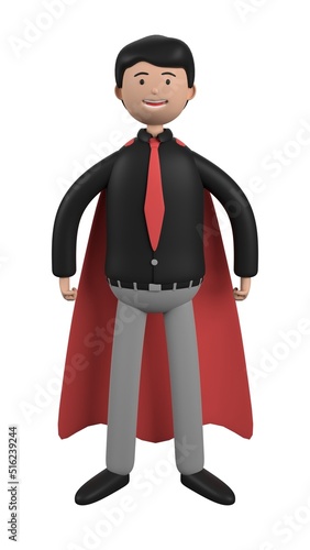 Character person illustration about super employee. 3D illustration. 3D rendering. photo