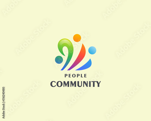 Abstract colorful people community logo.