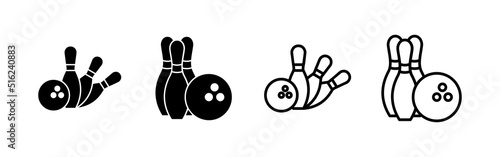 Bowling icon vector. bowling ball and pin sign and symbol.