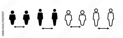 Social distance icon vector. social distancing sign and symbol. self quarantine sign