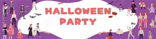ハロウィンの仮装をした人物のイラスト素材 A4 Halloween dress up people motifs vector illustrations.