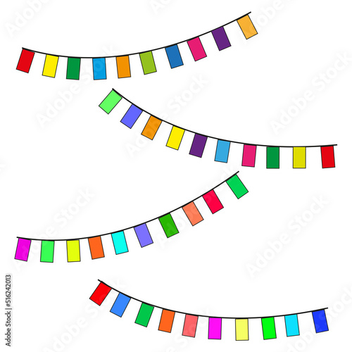 Flags garland. Party decoration. Vector illustration. Stock image. 