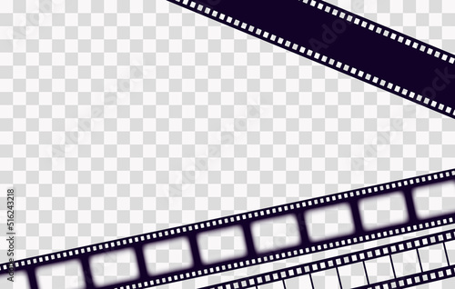Old frame cinematic in retro style on transparent background. Vintage cinema movie strip vector illustration. Film border cinema design element