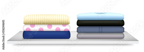 set of realistic stacked clothes folding or laundry clothes clean folded or shirt jacket neat pile fashioned. eps vector 
