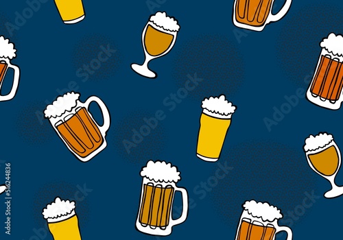 Beer seamless octoberfest pattern for wrapping paper and menu and clothes print and accessories and festive