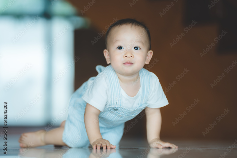 Cute little toddler trying and learning to crawl at home Cute little toddler trying and learning to crawl at home
