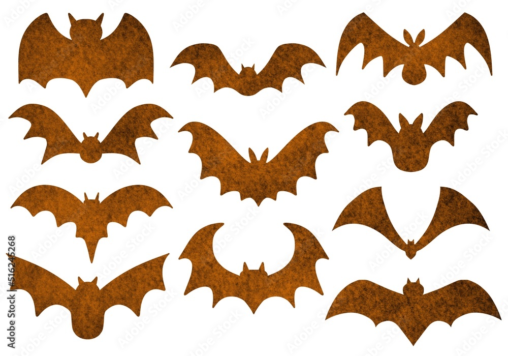 Fototapeta premium Set with Halloween bats for stickers and cards and gifts and fabrics and hobbies and wrapping paper
