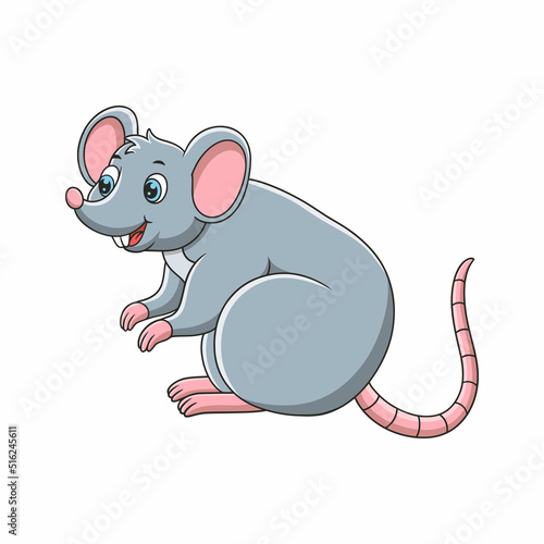 cartoon illustration rat is standing on a piece of log that drifted in the ditch