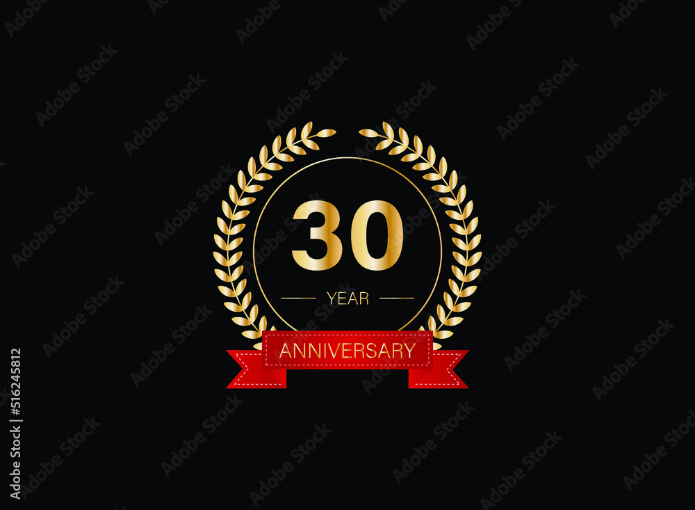 30th anniversary celebration with gold glitter color and white background. Vector design for celebrations, invitation cards and greeting cards. eps 10. 30th anniversary celebration with gold glitter color and white background. Vector design for celebrations, invitation cards and greeting cards. eps 10.