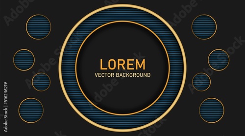 elegant black background circle shape,deep with blue lines. luxury style background