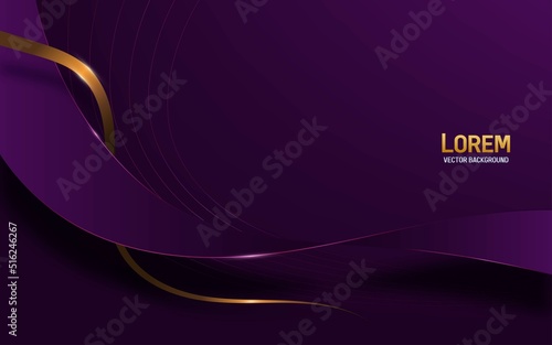 luxury purple abstract background combine with golden lines element