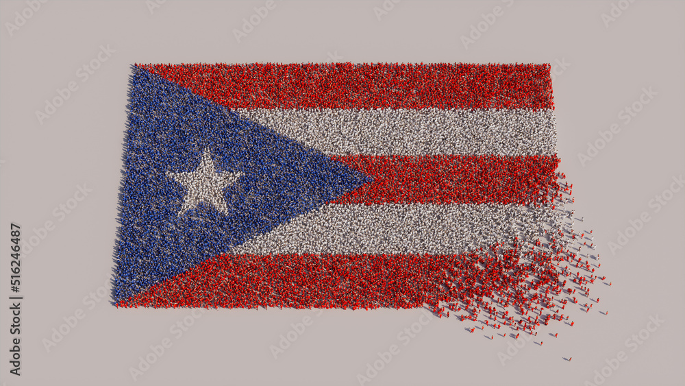 Puerto Rican Banner Background, with People congregating to form the