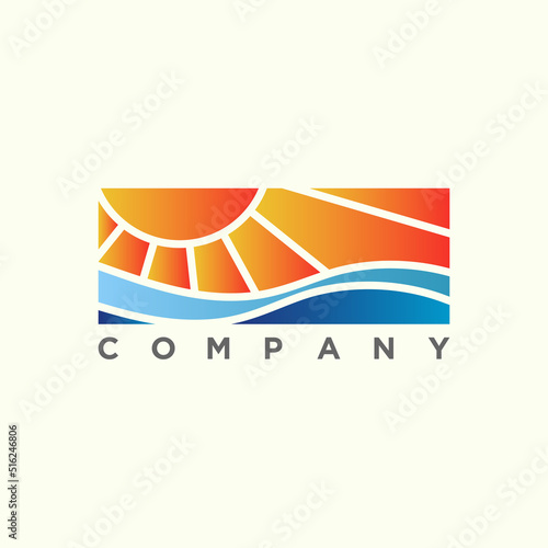 Modern summer beach logo template illustration design