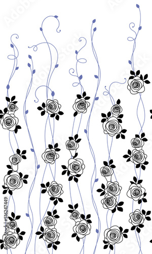 A simple rose pattern drawn beautifully and abstractly,