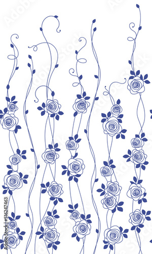 A simple rose pattern drawn beautifully and abstractly,