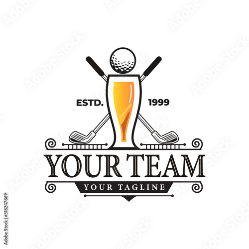 Restaurant Golf Bar with vintage Golf Ball logo design