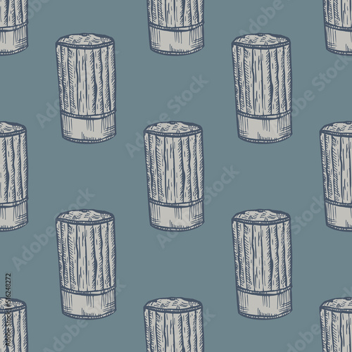 High chef hat sketch seamless pattern. Kitchen traditional element for cook in hand drawn style.