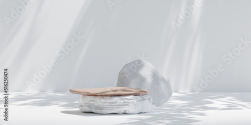 rock podium for product presentation. Natural beauty pedestal, relaxation and health, 3d illustration.