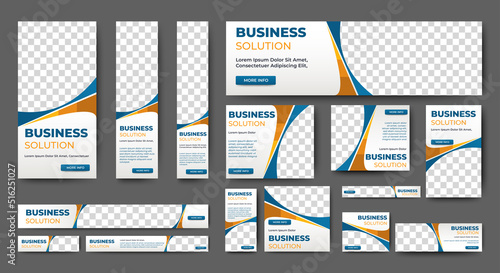 set of creative web banners of standard size with a place for photos. Vertical, horizontal and square template. vector illustration	