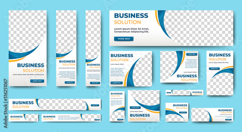 set of creative web banners of standard size with a place for photos. Vertical, horizontal and square template. vector illustration	
