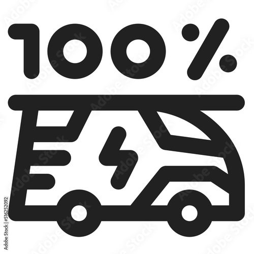 electric car full charge icon outline