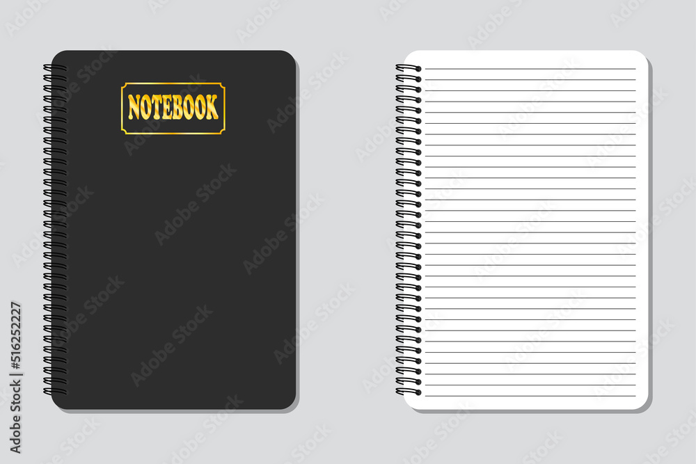 Set of realistic vector illustration notebook memo notepad templates - obrazy, fototapety, plakaty 