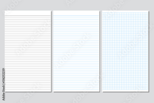 Set of realistic vector illustration notebook memo notepad templates