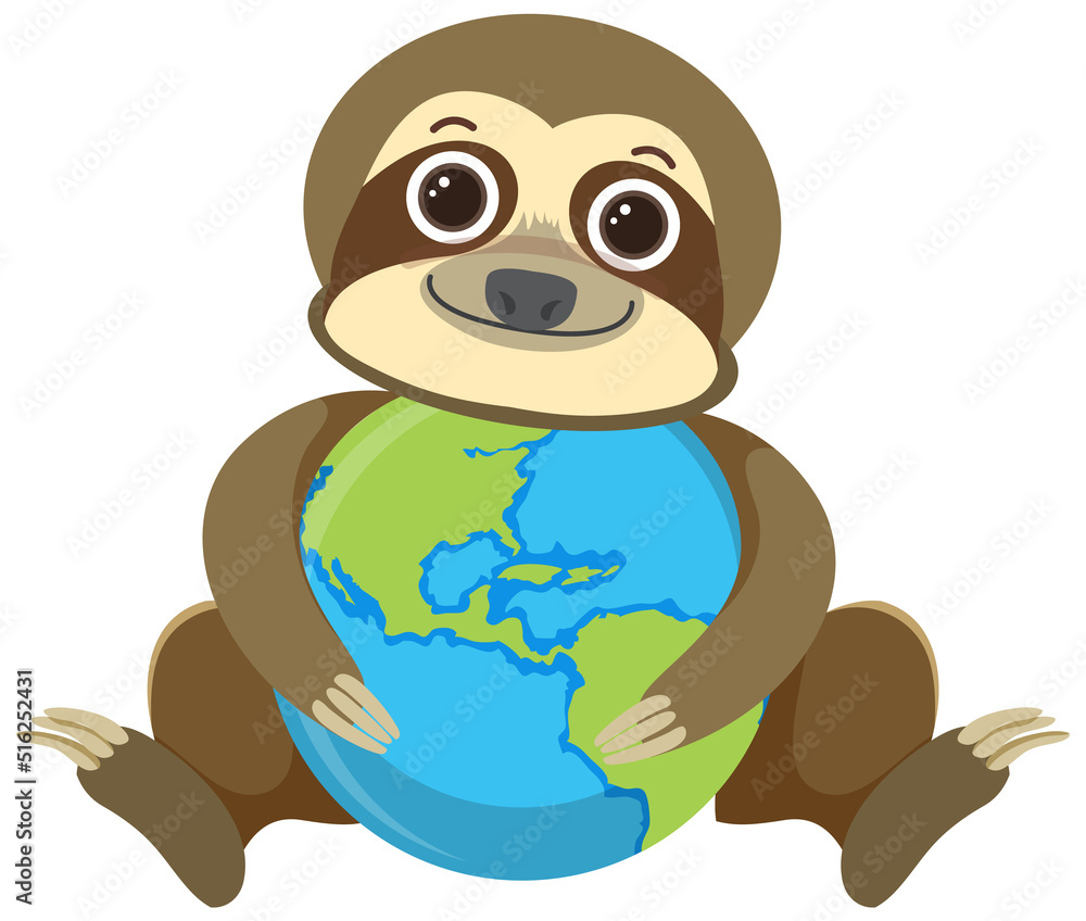 Obraz premium Sloth hugging earth globe