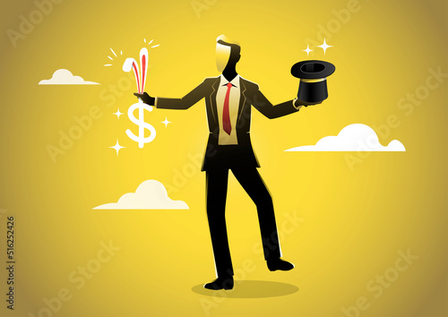 A businessman performing a magic show