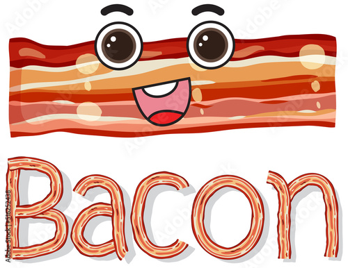 Bacon logo design with bacon cartoon character